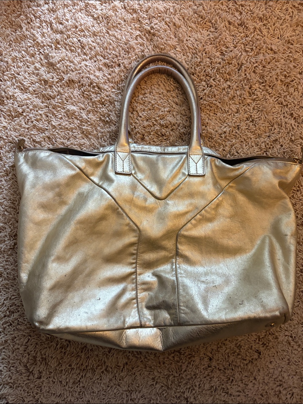 Vintage YSL Gold Leather Tote Bag